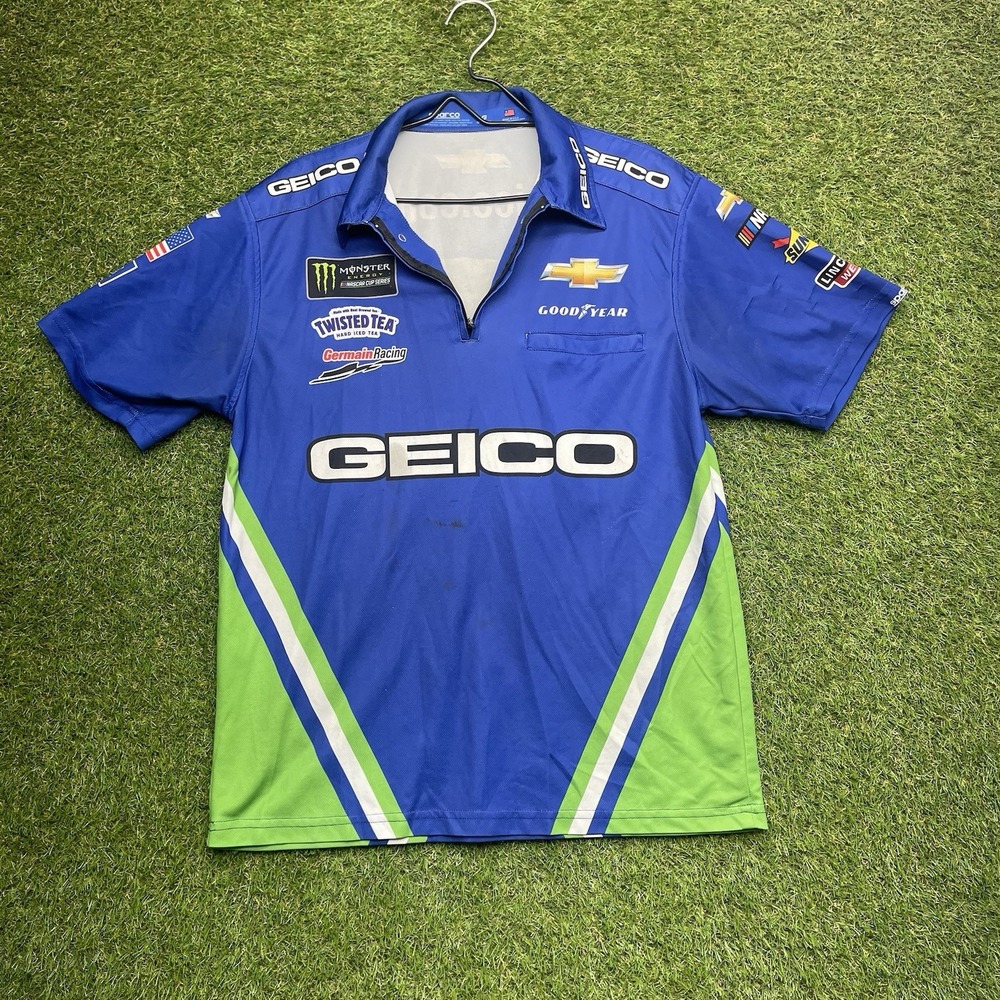 GEICO Germain Racing Jersey Shirt Mens Large Pit Crew NASCAR Monster Energy